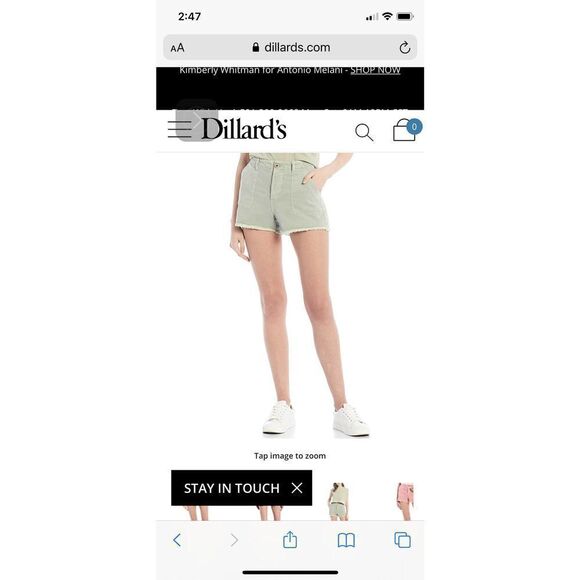 Chelsea & Violet Sage Frayed Hem Denim Shorts - Picture 4 of 9